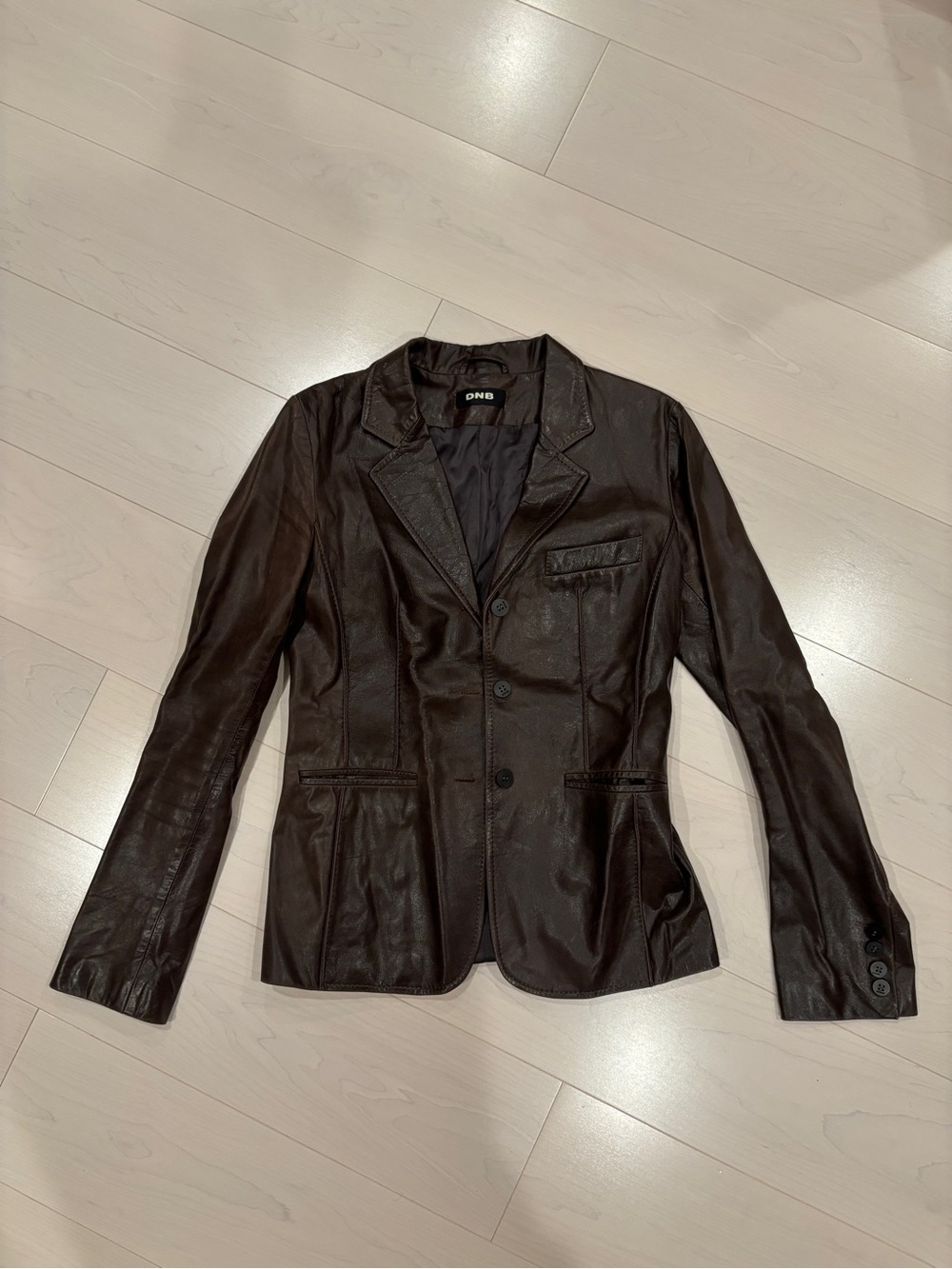 DNB Women's Dark Brown Leather Blazer Jacket